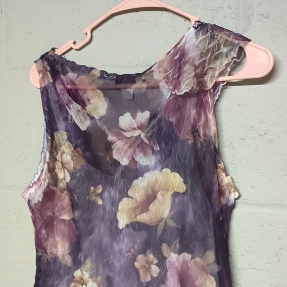 Coldwater Creek Women’s Sheer Floral Pleated Dress, Petite XL, Made in USA, EUC - Picture 7 of 7